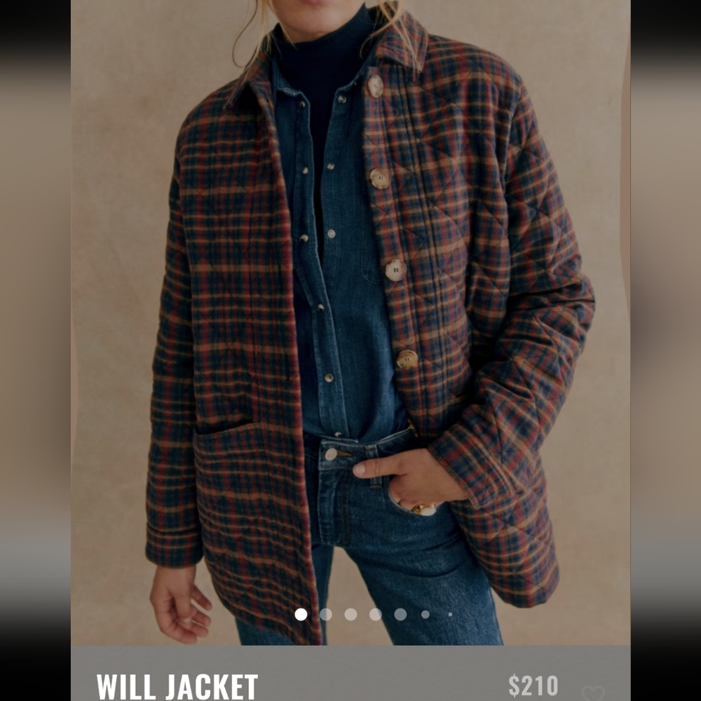 Sezane Will Jacket in Navy and Brown Plaid